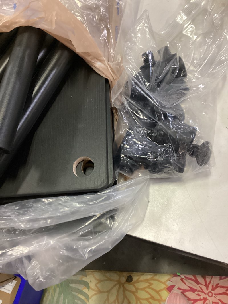 Condition photo showing As Is for Furinno Just 3-Tier Turn-N-Tube End Table / Side Table / Night Stand / Bedside Table with Plastic Poles, 2-Pack, Americano/Black Americano/Black 2-Pack, Plastic Poles