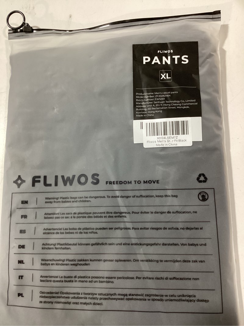 Condition photo showing Good Condition for Fliwos Men's Sweatpants, TriProof Stretch Track Pants with Zipper Pocket Drawstring Joggers Lightweight Pants Black Medium