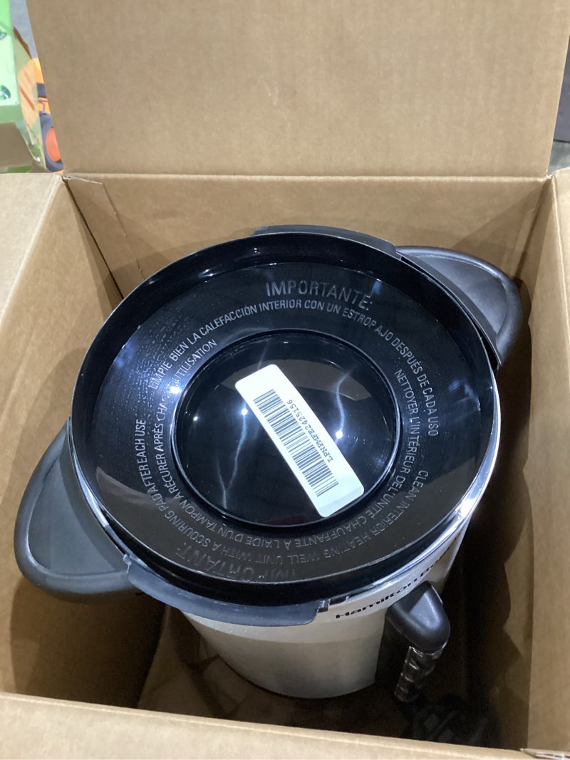 Condition photo showing As Is for hamilton beach 45cup urn 40519