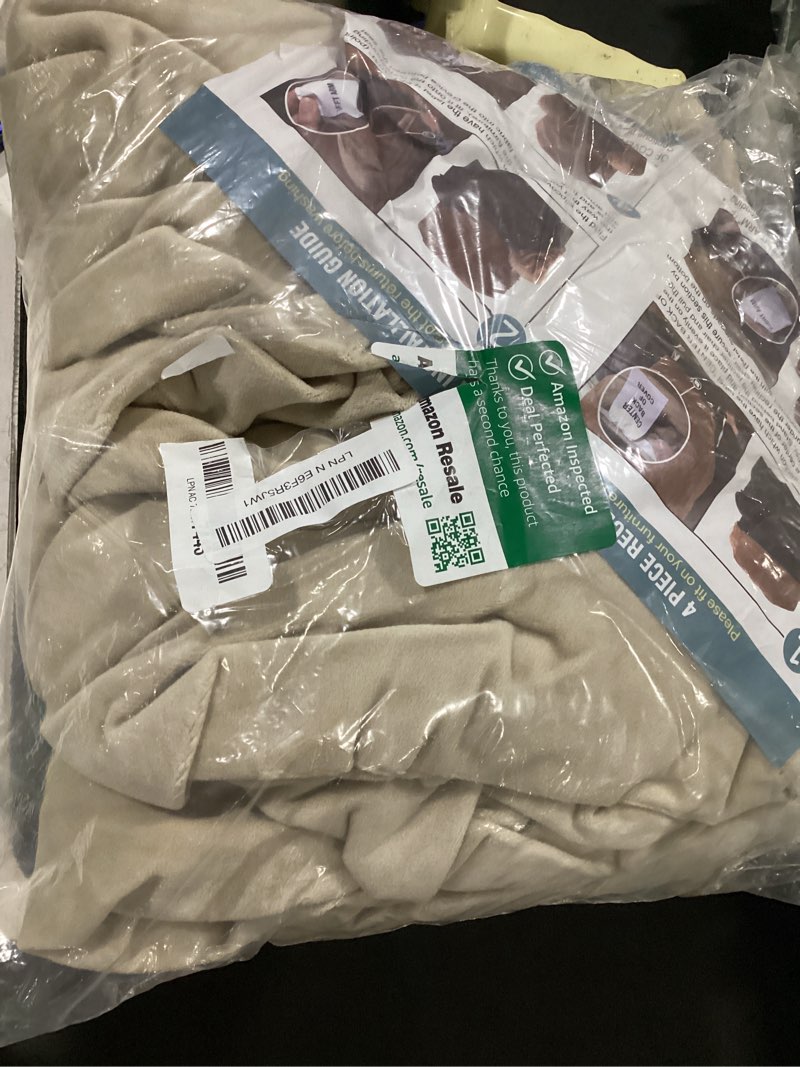 Condition photo showing As Is for h.versailtex velvet stretch recliner couch covers 4-pieces style recliner chair covers recliner cover for reclining chair slipcovers feature non slip form fitted thick soft washable, french oak recliner chair french oak