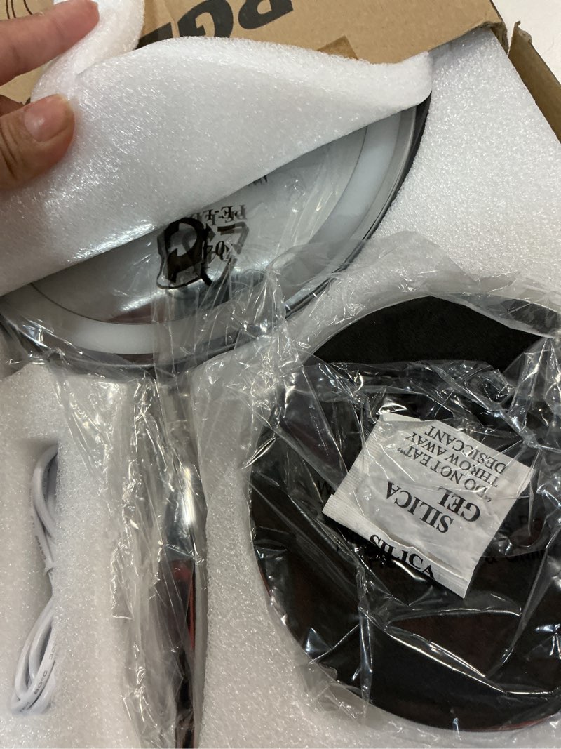 Condition photo showing Good Condition for daslava 30x magnifying mirror, lighted makeup mirror with 3 colors modes & adjustable brightness, 5000mah rechargeable, 360° rotation double side, large magnifying vanity mirror, gifts for women chrome 30x