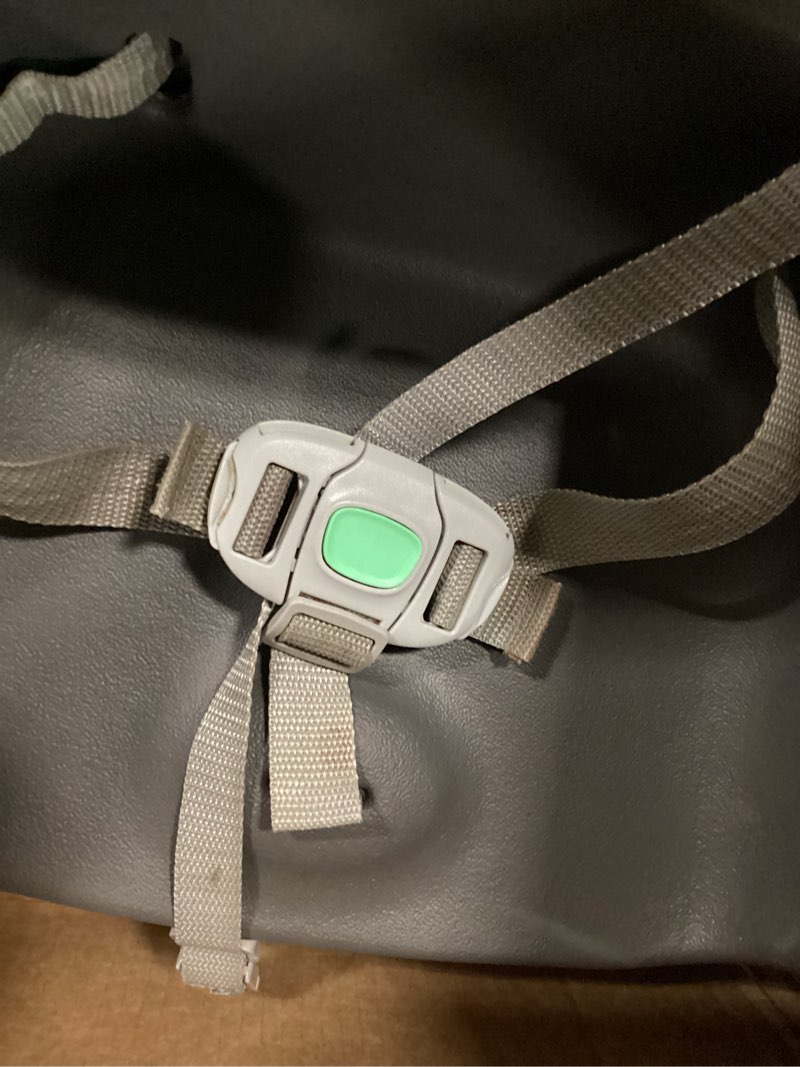 Condition photo showing As Is for ingenuity smartclean toddler booster seat for kitchen chair – lightweight for on-the-go, easy-clean, 3-point harness strap – booster seat for dining table, slate