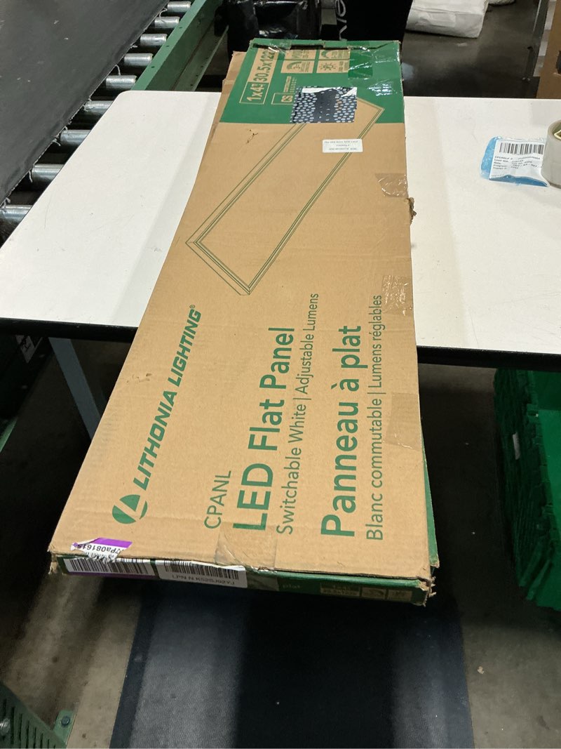 Condition photo showing New/Like New for lithonia lighting cpanl 1x4 led flat panel light, 1 ft. x 4 ft. led light panel, ceiling lighting fixture, 2400/3300/4400 adjustable lumens, 3500k/4000k/5000k switchable cct, white 1-foot x 4-foot adjustable lumens switchable white