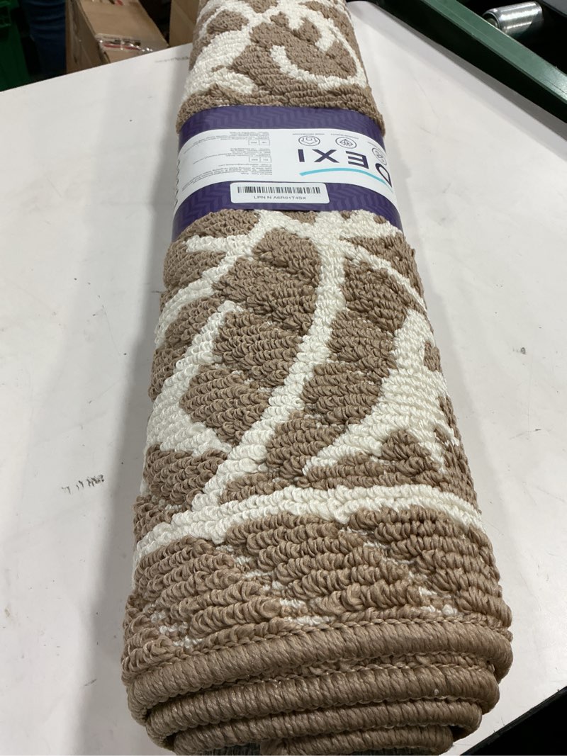 Condition photo showing Good Condition for dexi front door mat indoor entryway, inside welcome entrance doormat low profile thin, non slip washable entry mats for house floor dirt trapper, 32x48, brown 2'8" x 4' (rectangular) brown