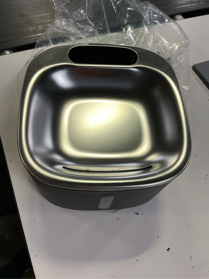 Condition photo showing As Is for oneisall cat water fountain, 3.5l/118oz battery operated pet fountain stainless steel, automatic water fountains for cats indoor, rechargeable (hale 3.5l black color) black pw04 fountain +3pcs filters