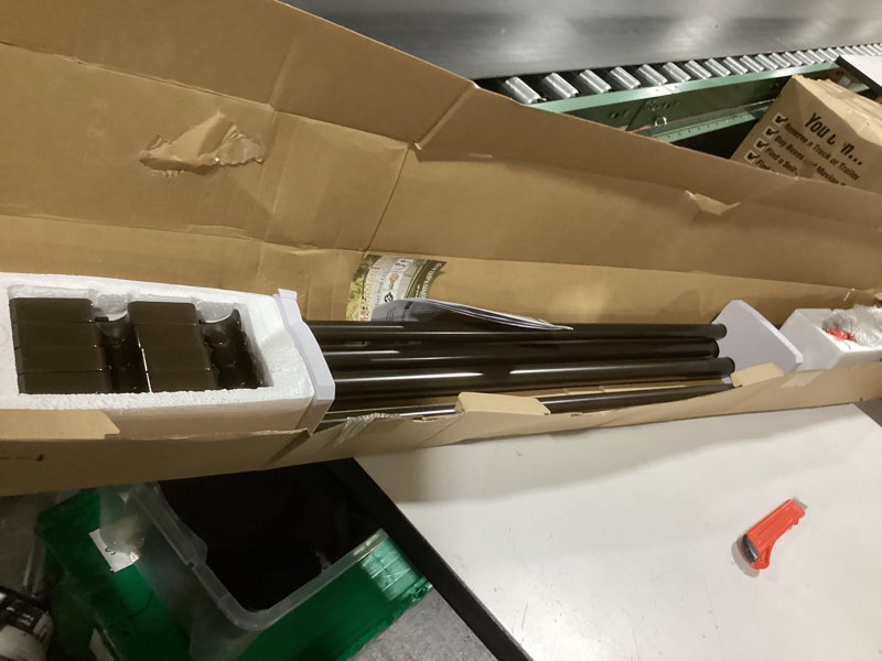 Condition photo showing As Is for KAMANINA 1 Inch Curtain Rod 72 to 144 Inches(6-12 Feet), Telescoping Double Bronze Curtain Rod for Windows 66 to 120 Inches, Long Drapery Rods with Round Finials Bronze 72-144"