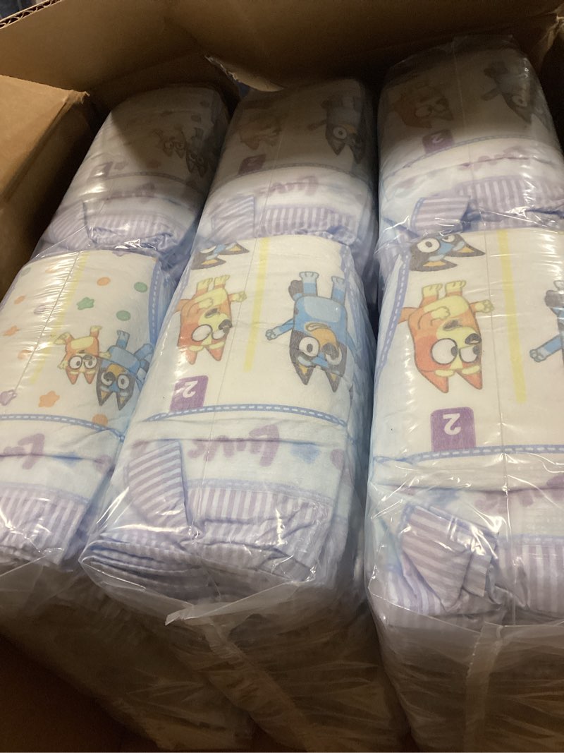 Condition photo showing New/Like New for Luvs Size 2 Baby Diapers, Platinum Protection Bluey Diapers for Day & Night, Size 2, 264 Count (Packaging May Vary) Size 2 264