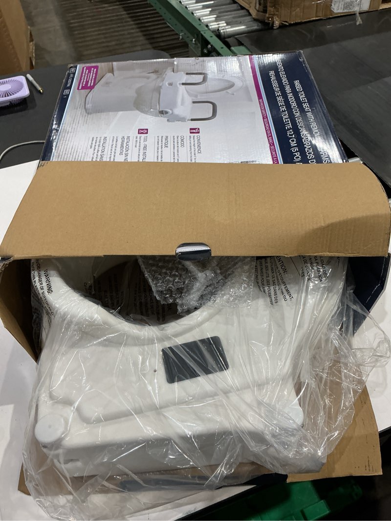 Condition photo showing New/Like New for drive medical 2-in-1 raised toilet seat with removable padded arms - elevated bathroom safety support - secure locking attachment - easy height assistance - durable construction, standard toilets