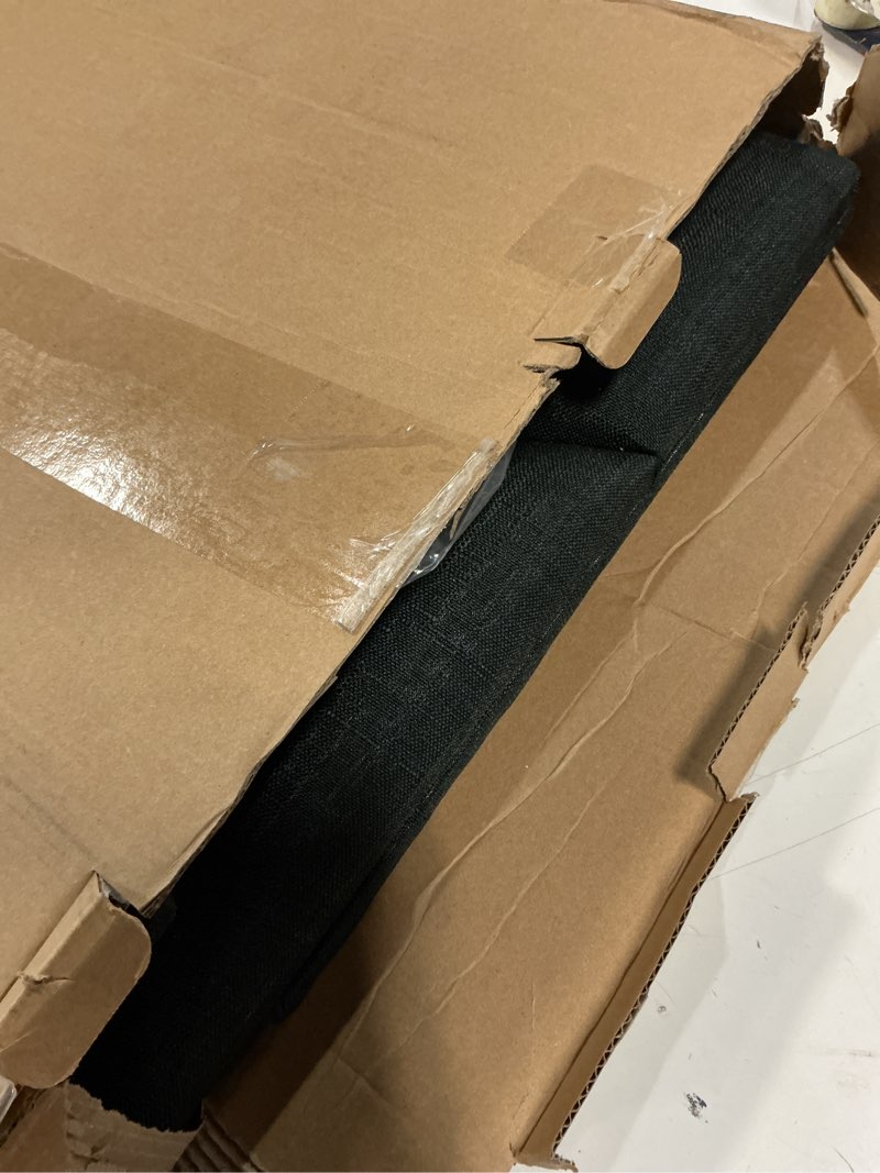 Condition photo showing Good Condition for fabric upholstered wall mounted headboard for queen bed panels: stick-on headboard in matte black - soundproof padding for bedroom & living room (6 panels) queen black