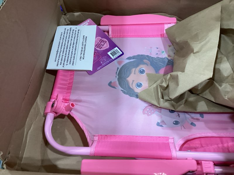 Condition photo showing Good Condition for gabby’s dollhouse kids folding beach chair with umbrella, outdoor chair for girls ages 3+,portable, 