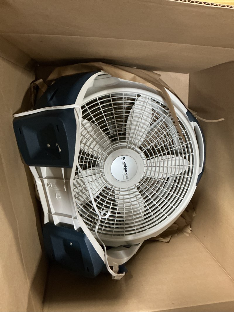 Condition photo showing As Is for lasko wind machine fan, air circulator fan with 3 speeds, 20" model 3300, gray