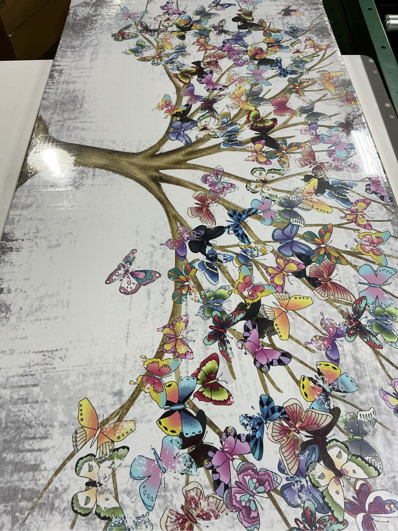 Condition photo showing New/Like New for RyounoArt Large Tree of Life Canvas Wall Art Colorful Butterfly on Branch Painting Picture Abstract Landscape Print Artwork for Home Office Farmhouse Giclee Print Framed Ready to Hang 24x48 Inch
