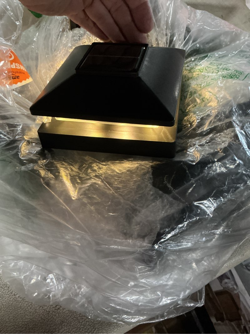 Condition photo showing Good Condition for Solar Post Cap Lights Outdoor 16-Pack, Black Waterproof Solar Powered Deck Fence Lights Fit 4x4 Wood/Vinyl Posts, Bright Warm White for Patio, Porch Black 16pack