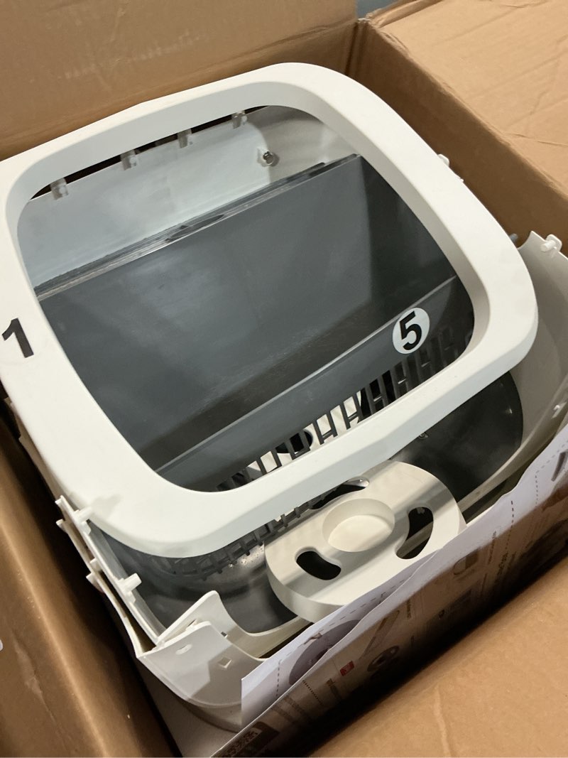 Condition photo showing As Is for automatic cat litter box self cleaning - app control and weight monitoring - ultra-quiet, suitable for medium cats and kittens, safe anti-pinch litter box (assembly required) - white