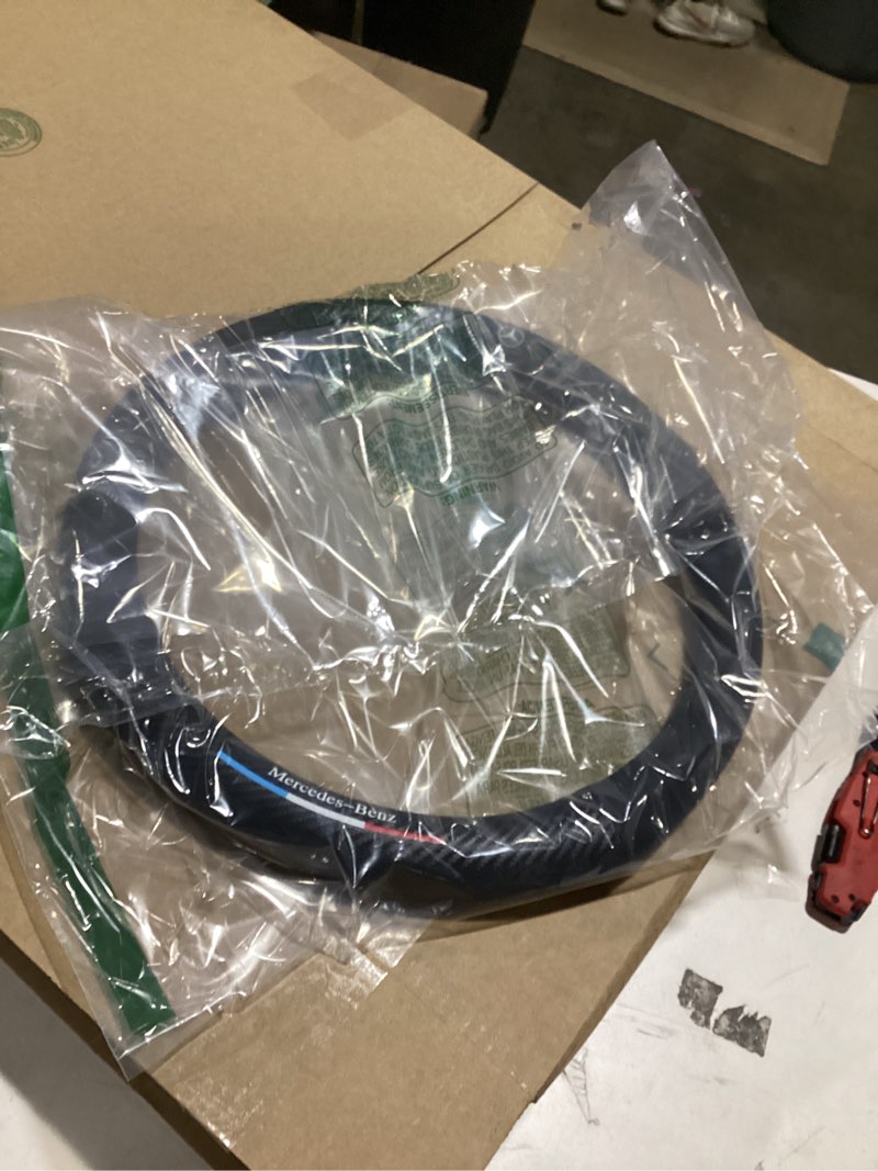Condition photo showing Good Condition for Fit Benz Leather Steering Wheel Cover,Stylish Nappa Leather Carbon Fiber Texture Protector,Non-Slip,Universal 15inch Fit Be Accessories (Old-be-Cover-Black)