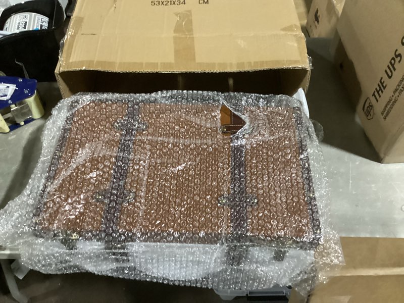 Condition photo showing Good Condition for Retro Yellow Vintage Decorative Suitcase, Travel Style Storage Box, 24" Width