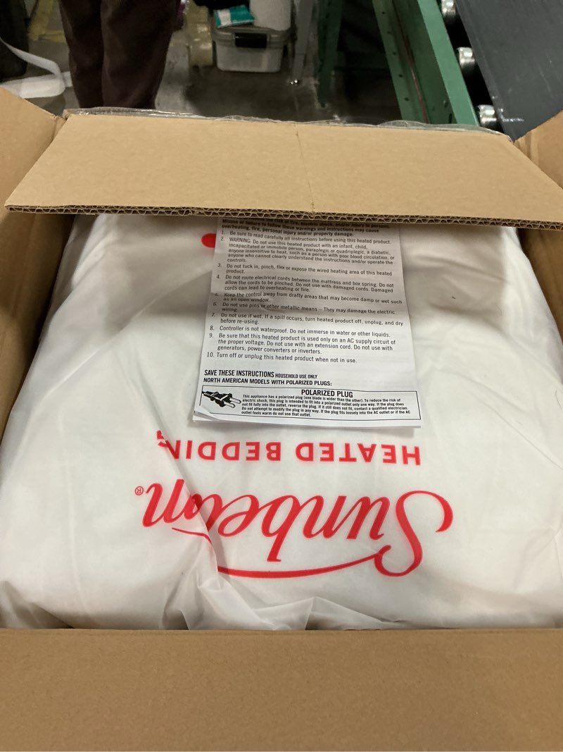 Condition photo showing As Is for Sunbeam Restful Quilted Water Resistant Heated Mattress Pad - Full White White Full