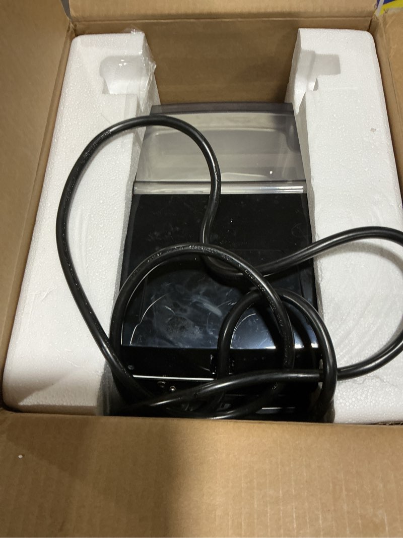 Condition photo showing As Is for (Similar to) EUHOMY Countertop Ice Maker Machine with Handle, 26lbs in 24Hrs, 9 Ice Cubes Ready in 6 Mins, Auto-Cleaning Portable Ice Maker with Basket and Scoop, for Home/Kitchen/Camping/RV. (Black) ICE MACHINE 11.57\"D x 11.42\"W x 8.74\"H Black