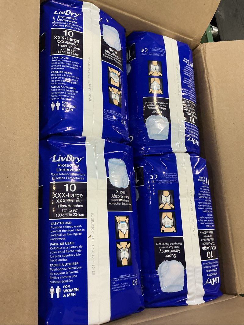 Condition photo showing New/Like New for LivDry Adult Incontinence Underwear, Overnight Comfort Absorbency, Leak Protection (XXX-Large (40 Count)) 3X-Large (40 Count)