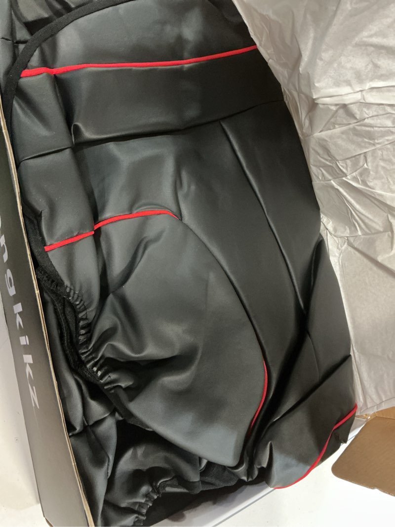 Condition photo showing Good Condition for hchengkikz car seat covers, quilting leather seat covers full set, waterproof faux leather automotive seat covers for cars, universal car seat protectors fit for suvs, trucks, airbag compatible n4 black+red complete set (front + rear)