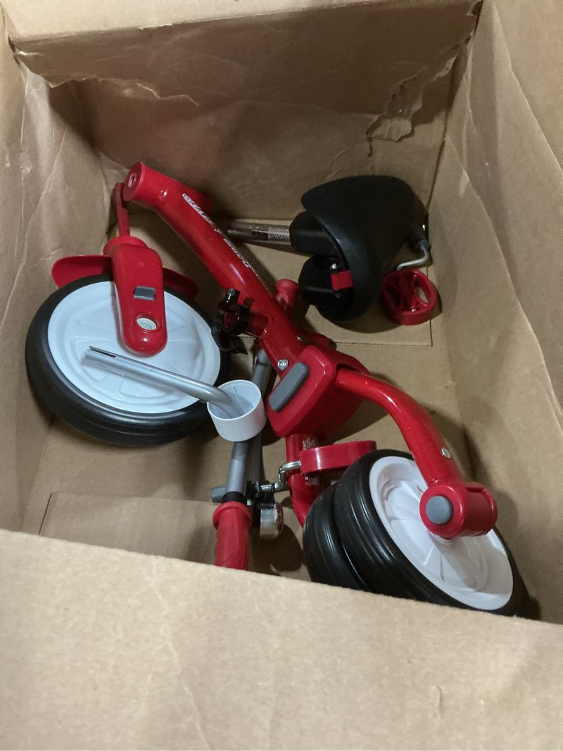 Condition photo showing As Is for Radio Flyer Triple Play Trike – Convertible 3-in-1 Toddler Bike, Kids Tricycle & Baby Ride-On Toy for Ages 1–3, Red