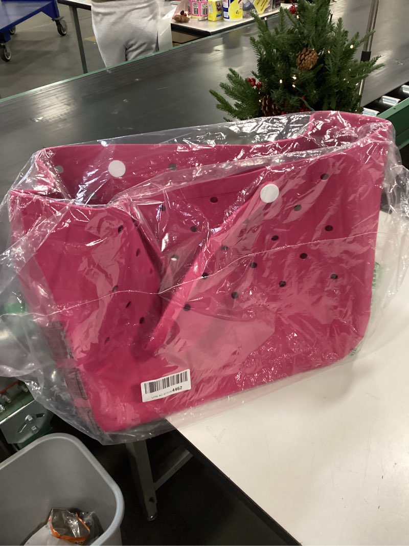 Condition photo showing New/Like New for XXL Extra Large Rubber Beach Bag for Women, EVA Tote Bag for Travel, Pool, Boat, Sports, 20" L × 15" H × 10" W Bright Raspberry Red-xxl