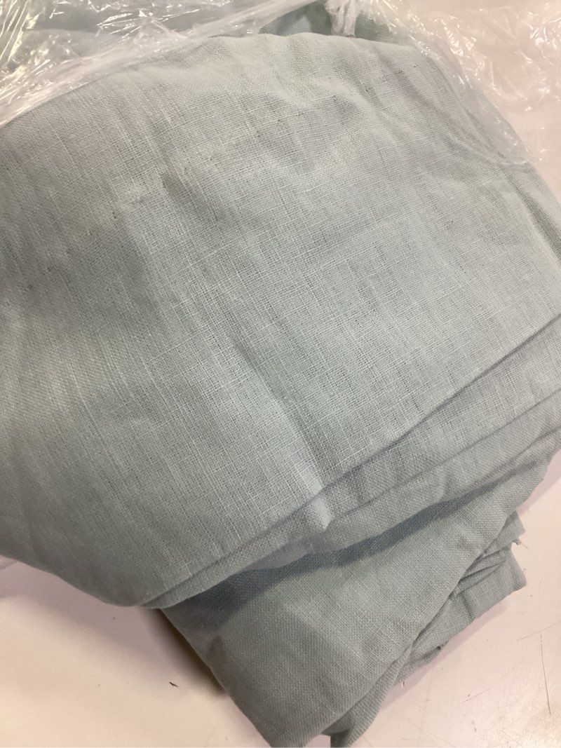 Condition photo showing Good Condition for european linen curtain - single panel, 48x96, light blue