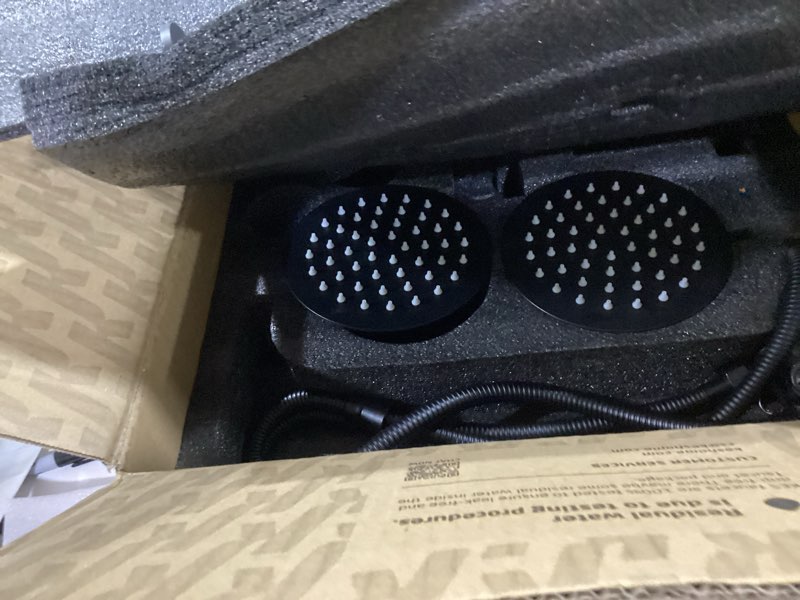 Condition photo showing New/Like New for kes tandem shower head for couples with original adjustable slider, high pressure spa-like dual shower head for two people, 7 spray modes, easy install renter-friendly, gift for couples, black