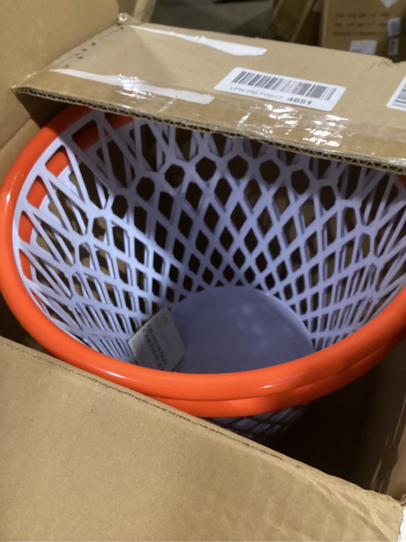 Condition photo showing Good Condition for 2 PCS Trash Can, Basketball Gift, 4.5 Gallon, Size 11"x11"x12" Basketball Hoop, Garbage Can, Net Waste Basket for Kitchen, Office, Bedroom, Gym