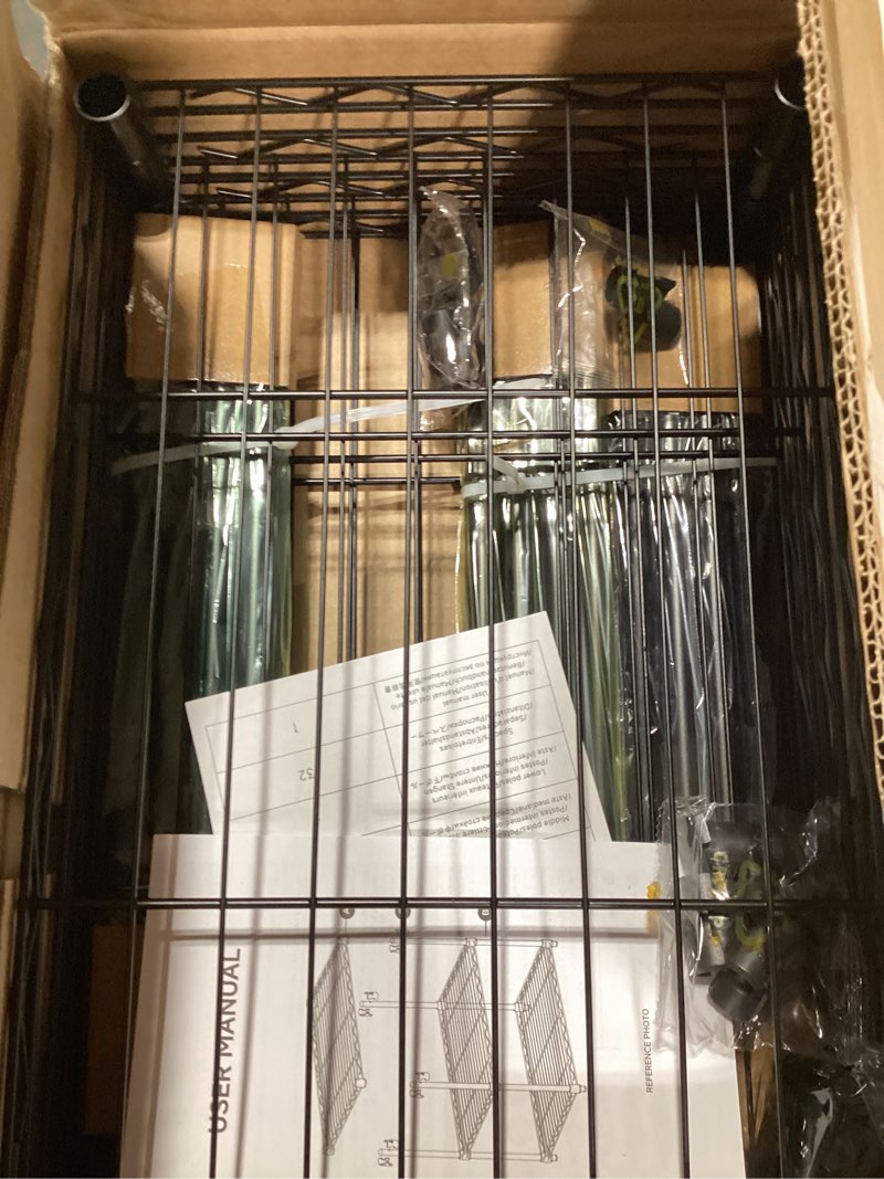 Condition photo showing As Is for izeuk 4 tier metal wire shelf unit, black storage rack organizer for kitchen, bedroom, living room or laundry room, 17.7" w x 11.8" d x 41.9" h 4tier?11.8"d × 17.7" w× 41.9"h black