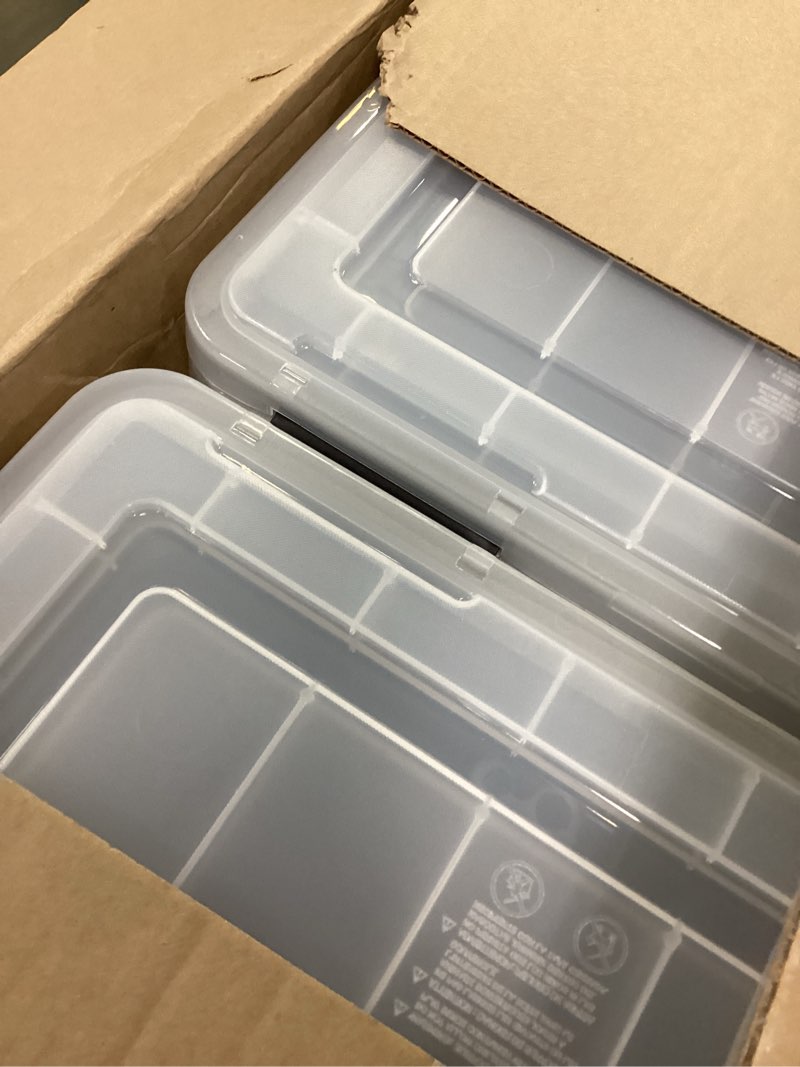 Condition photo showing Good Condition for IRIS USA File Box WeatherPro File Organizer Plastic File Box for Letter/Legal File, Water Resistant Document Box, Durable Lid, Seal w/Secure Latching Buckles, Stackable, Nestable, Clear 32 Qt. 4Pack WeatherPro - 4 Pack