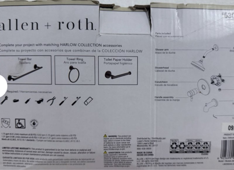 allen + roth harlow matte black dual control tub & shower faucet set