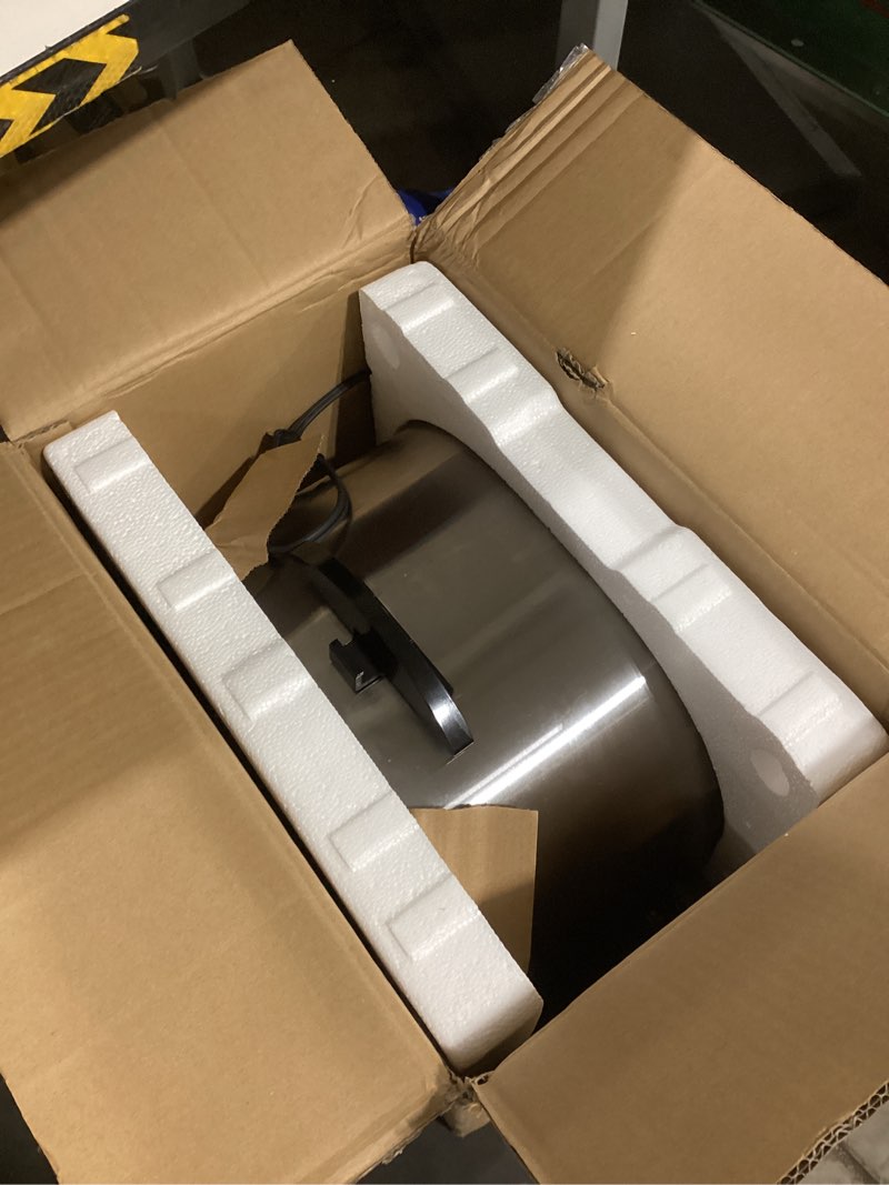 Condition photo showing As Is for 18 quart roaster oven with self-basting lid, electric turkey roaster oven with defrost & warm function, adjustable temperature, removable pan rack, stainless steel, silver silver 18qt