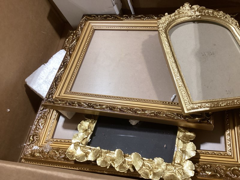 Condition photo showing As Is for 6 Pcs Vintage Gallery Wall Decor with 11x14 8x10 6x8 5x7 Victorian Antique Picture Frames 2 Bird Wall Sculpture Art Vintage Gold Photo Frames for Tabletop Wall-Hanging Home Decor
