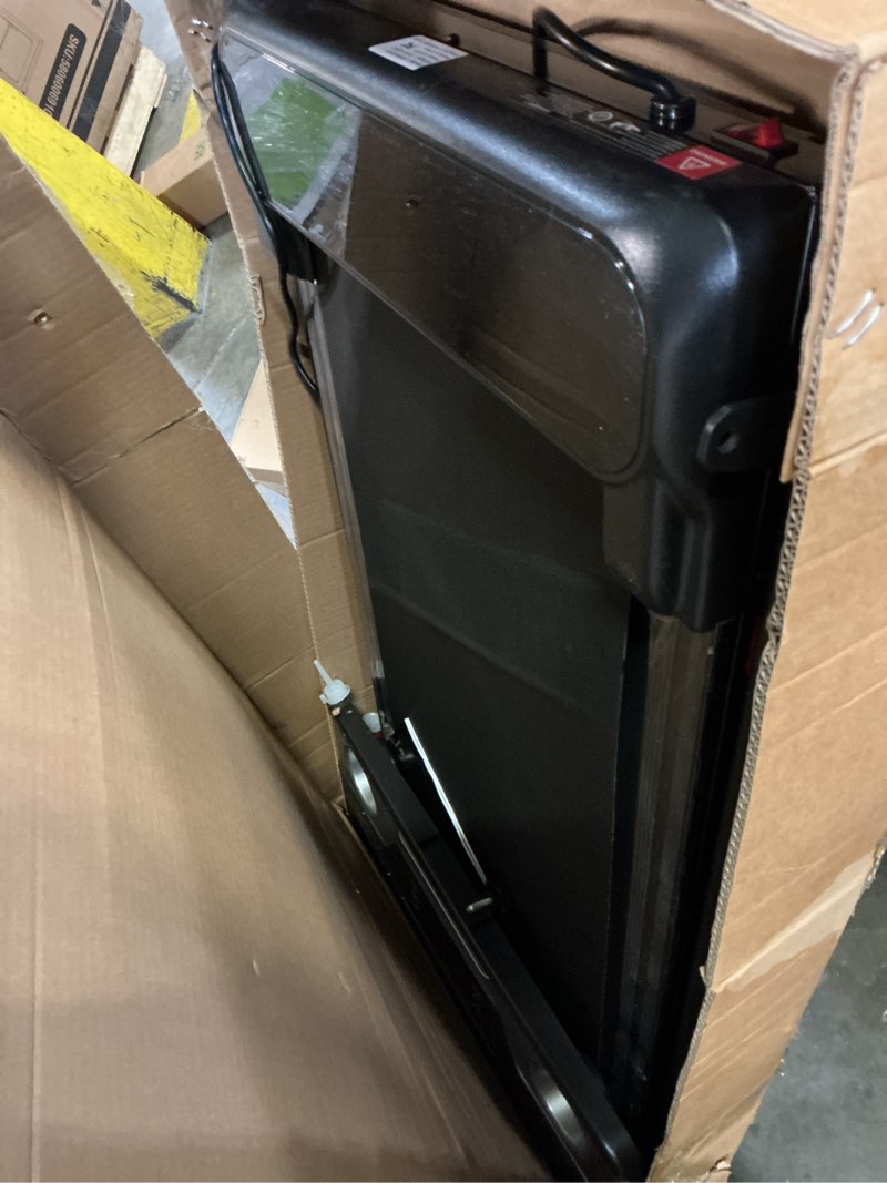 Condition photo showing As Is for portable treadmill with incline, 3.0hp walking pad with handle bar, 3-in-1 foldable treadmill for home office small space with quiet brushless, 300 lbs capacity silver black1