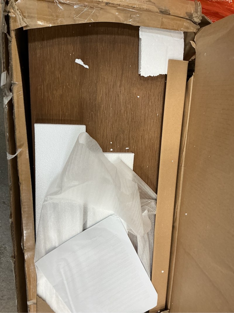 Condition photo showing As Is for Plank+Beam Grand Console Table, 66 Inch Modern Solid Wood Sofa Table, Narrow Entryway Table for Hallway, Behind The Couch, Living Room, Foyer, Pecan Wirebrush Pecan Wirebrush 66 Inch