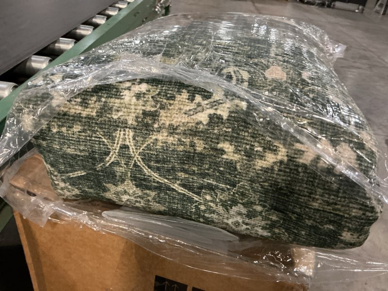 Condition photo showing As Is for Washable Area Rug 8x10 Green Rugs for Living Room, Vintage Boho Large Rug for Bedroom Dining Room Office, Distressed Floral Print Carpet for Under Table, Soft Non Slip Low Pile Throw Carpet Indoor Mat 8' x 10' (Rectangular) Dark Green