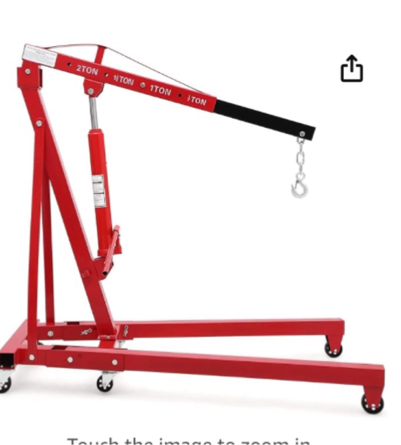 cherry picker engine hoist, folding engine crane, 2 ton 4400lb engine hoist lift, heavy duty hydraulic engine shop crane with 6 casters, telescopic boom hitch