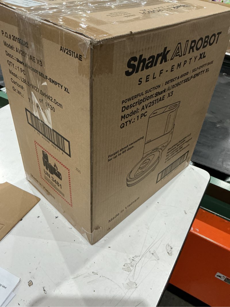 Condition photo showing As Is for shark matrix clean | robot vacuum cleaner with powerful suction for pet hair, rugs, carpets & hard floors