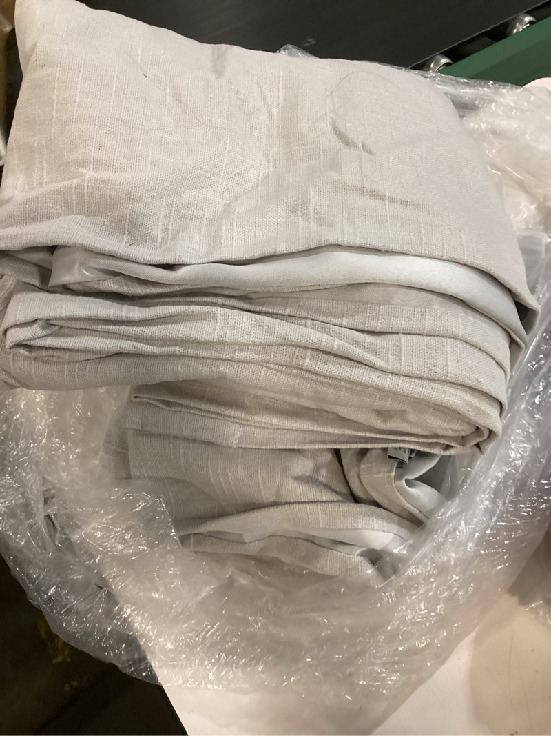 Condition photo showing As Is for quince cotton slub curtain set of 2 panel  48”x96” gray