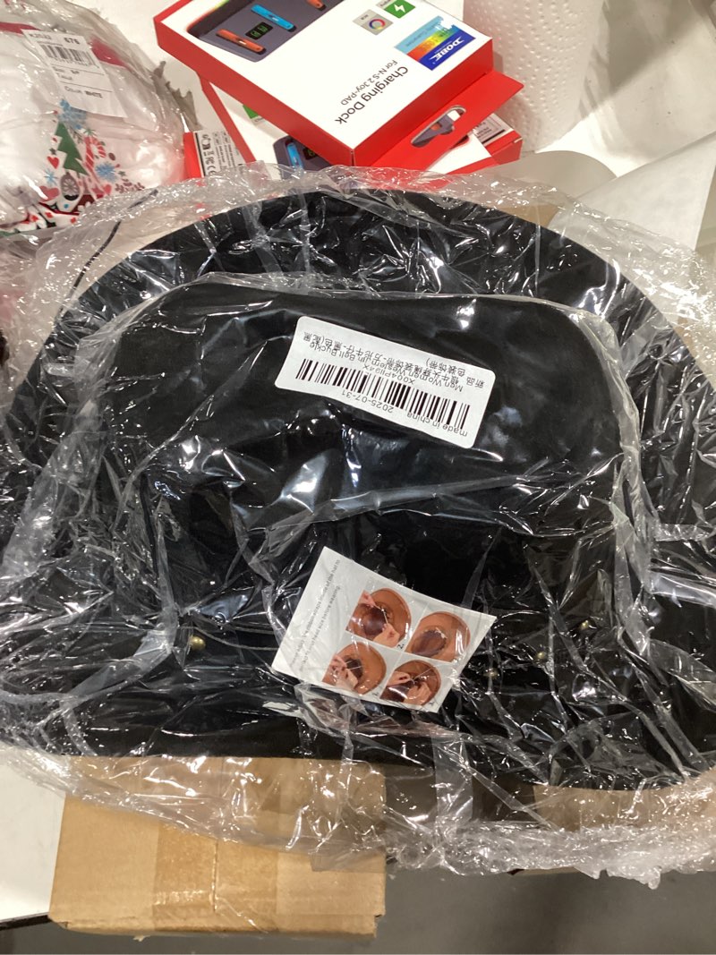 Condition photo showing New/Like New for Classic-Western-Cowboy-Hat Upturn-Brim Felt-Cowgirl-Hat Rodeo-Hats with Belt for Women Men (Fit for 22.4-23.2") Medium Black & Bull Head