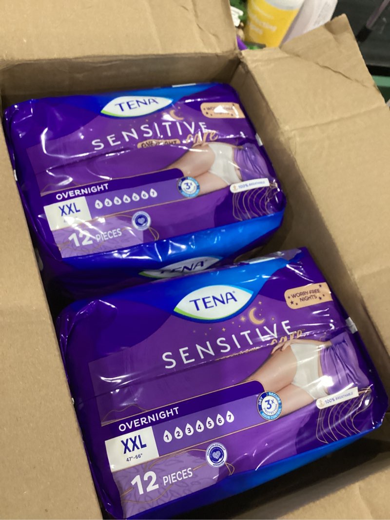 Condition photo showing As Is for TENA Sensitive Care Overnight Incontinence Underwear for Women, Bladder Control and Postpartum, XXL, 48 Count (Waist size 47in-66in) 2X-Large 48