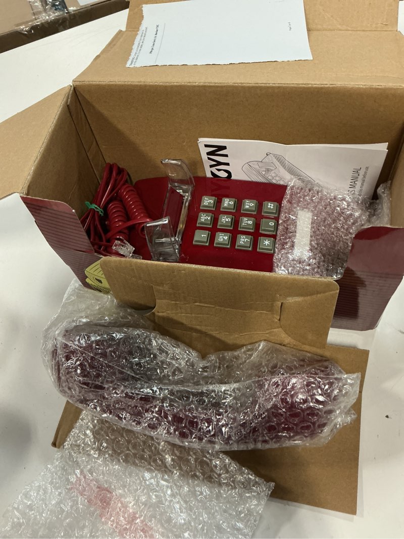 Condition photo showing Good Condition for Sangyn Retro Wall Phones for Landline with Mechanical Ringer Corded Telephone Wall Mounted with Indicator Waterproof Old Style Landline Phones for Home Kitchen, Red