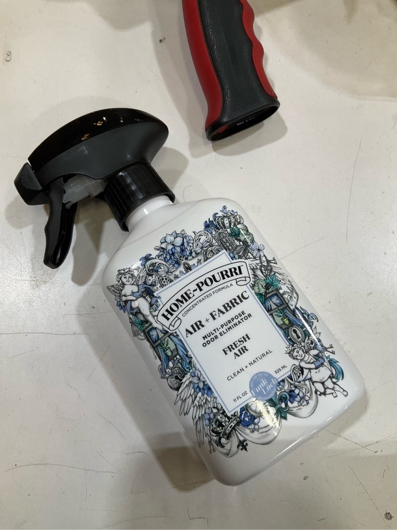 Condition photo showing Good Condition for home-pourri air + fabric multi-purpose odor freshener spray, 11 fl oz, up to 570 uses, fresh air scent, room deodorizer with essential oils, for carpets, couches, bedding & curtains