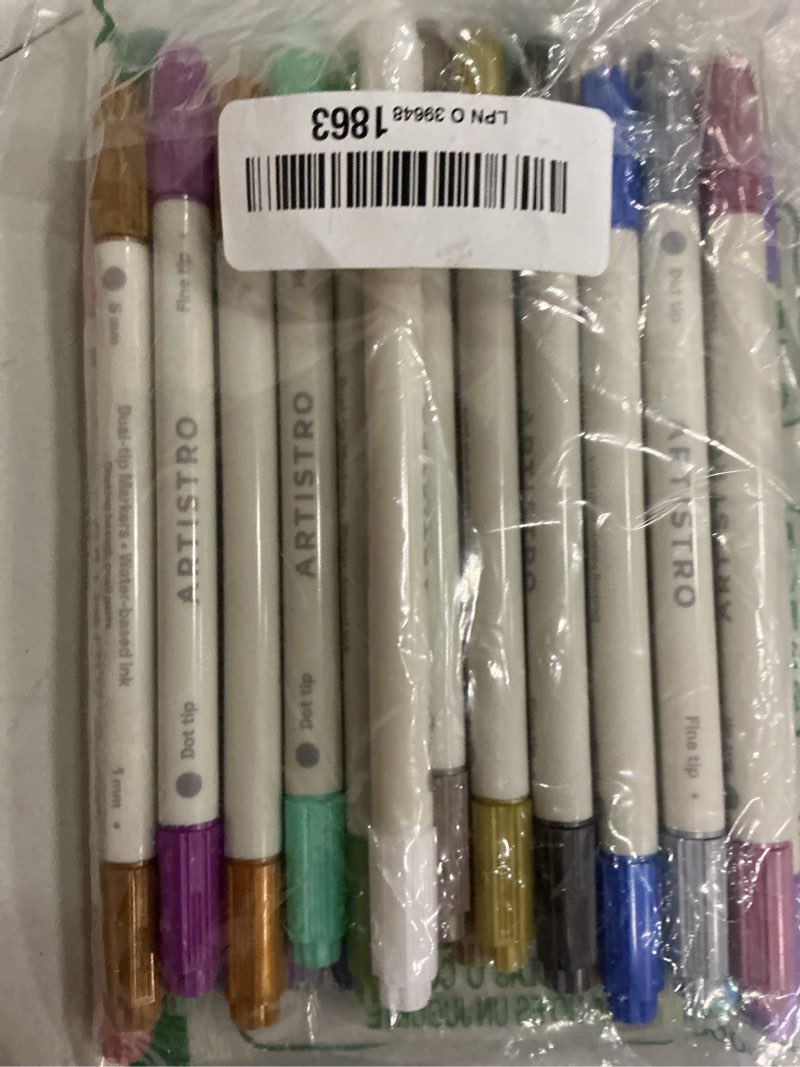 Condition photo showing As Is for artistro vibrant acrylic paint markers for rock, fabric, glass, wood, paper, ceramic, canvas & more - dual-tip paint pens (dot & fine) - quick dry, teacher classrooms must have, drawing markers multicolor