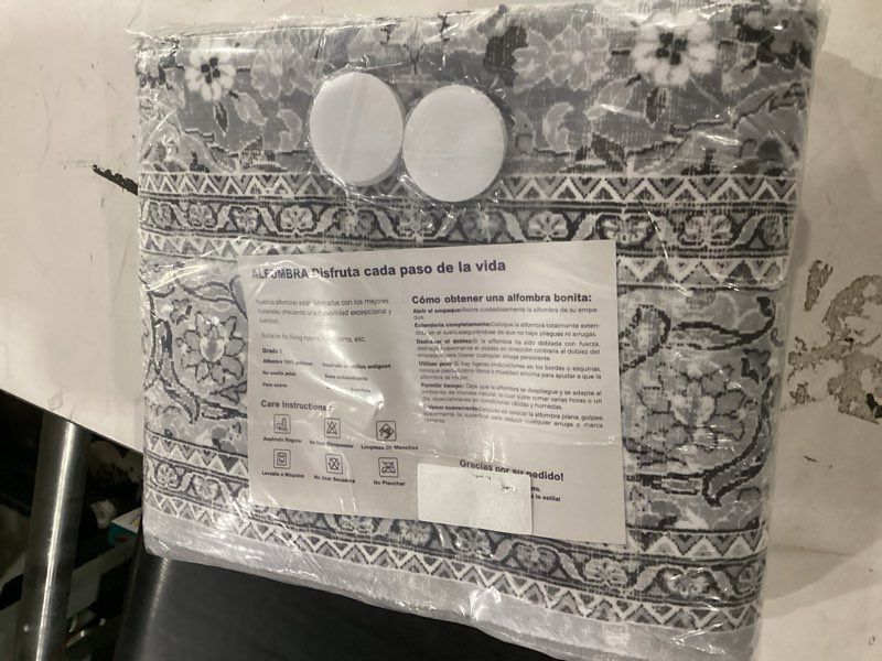 Condition photo showing New/Like New for 4x6 grey washable boho area rug for bedroom, vintage floral non slip living room rugs, soft low pile indoor mat, aesthetic pattern carpet for kitchen, dining room and bedside grey 4' x 6' (rectangular)