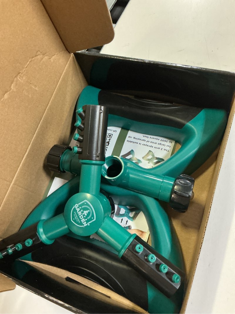 Condition photo showing Good Condition for joeys sprinkler for yard, rotating garden sprinkler for large area coverage, lawn and yard sprinklers (green)