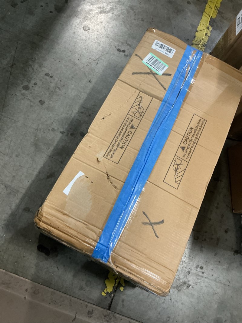 Condition photo showing As Is for WINGBO 54 Inch DC Ceiling Fan with Lights and Remote Control, 5 Reversible Carved Wood Blades, 6-Speed Noiseless DC Motor, Modern Ceiling Fan in Graphite Finish with Gray Blades, ETL Listed Graphite and Gray 54"