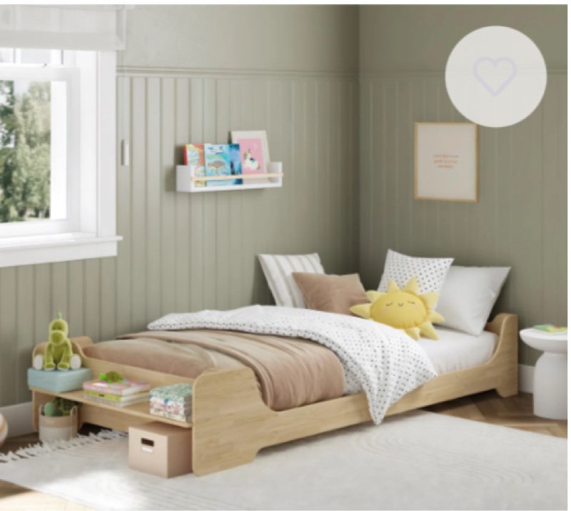 Murdock Kids Twin Montessori Floor Bed with 2 Heights and Shelf (incomplete 1 box only)