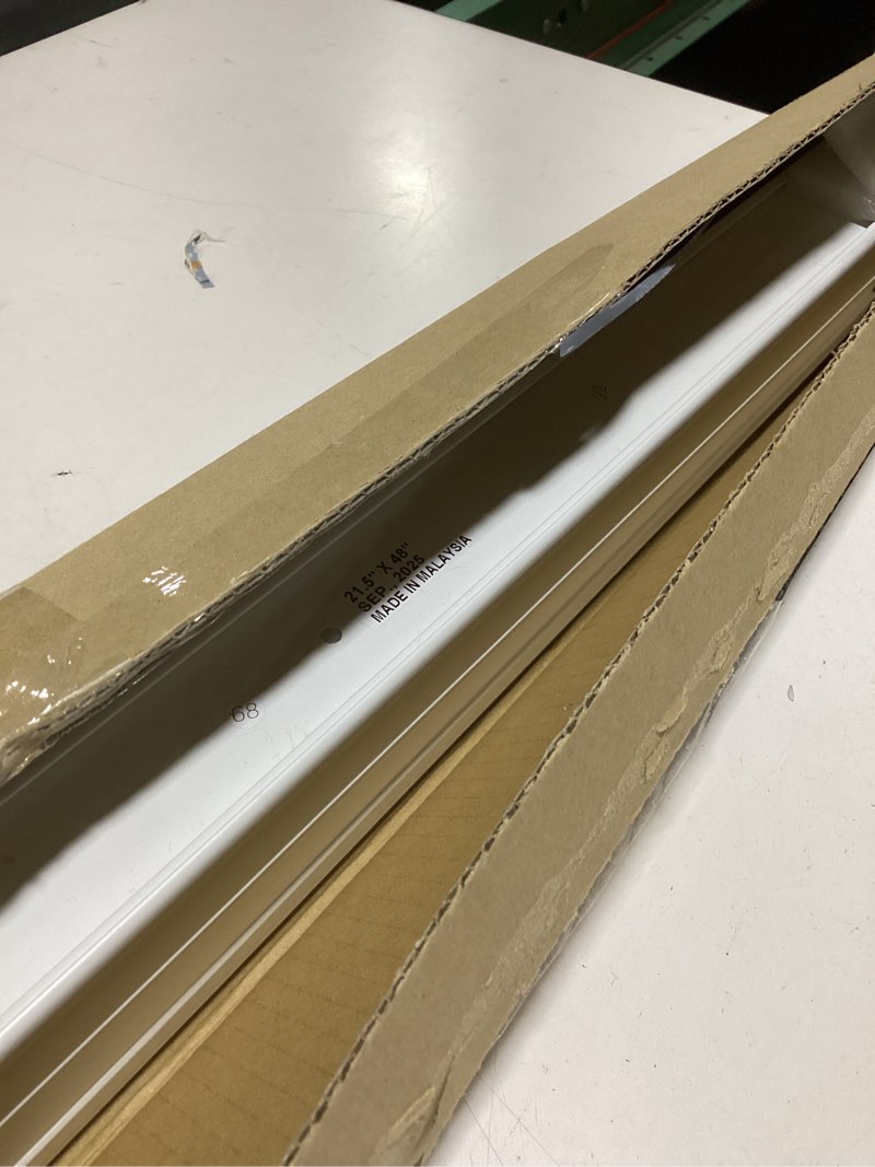 Condition photo showing As Is for BlindsAvenue Cellular Honeycomb Cordless Polyester Shade, 9/16" Single Cell, Light Filtering, White,